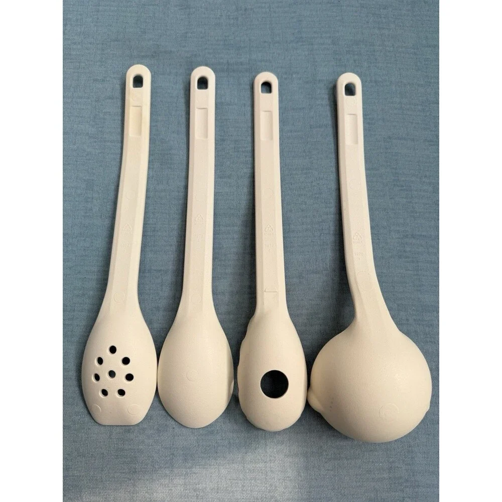 Rubbermaid White Slotted Solid Serving Spoon Pasta Ladle Set 1973 1974 1975 1976